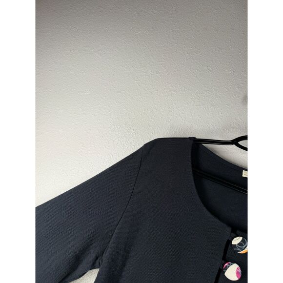 Chalet Et Ceci Womens Black Cardigan Sz M Boho Lagenlook Artsy Cotton USA - Picture 2 of 8